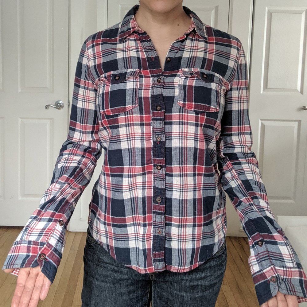 Hollister madras button down blouse